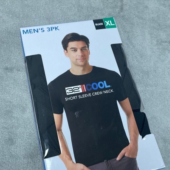 32 Degrees Cool Mens 3-Pack Crew Neck T-Shirts XL Black 6993 - Picture 1 of 4